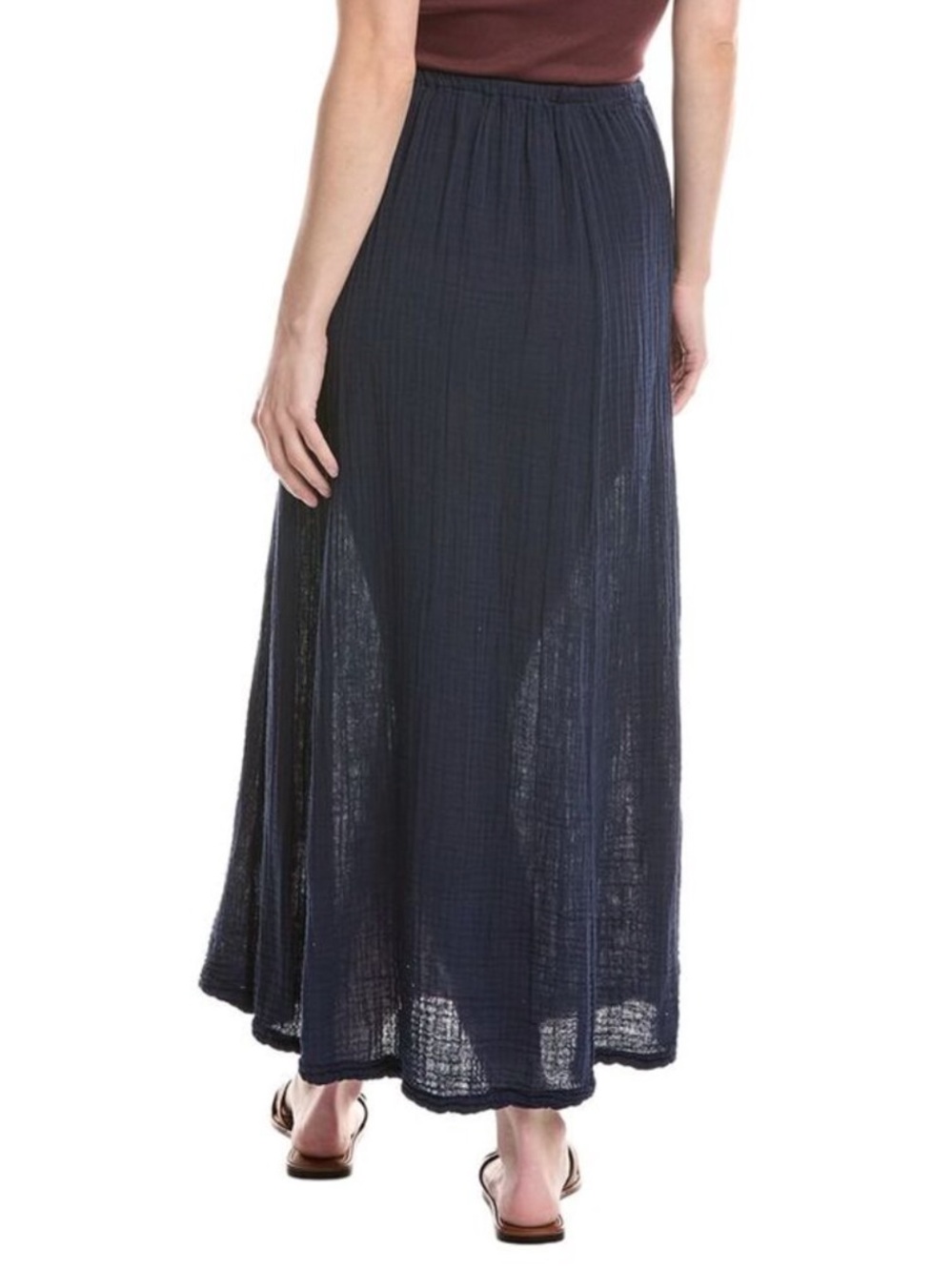 Michael Stars Phoebe Double Gauze Maxi Skirt Navy Blue elastic waist Size Large